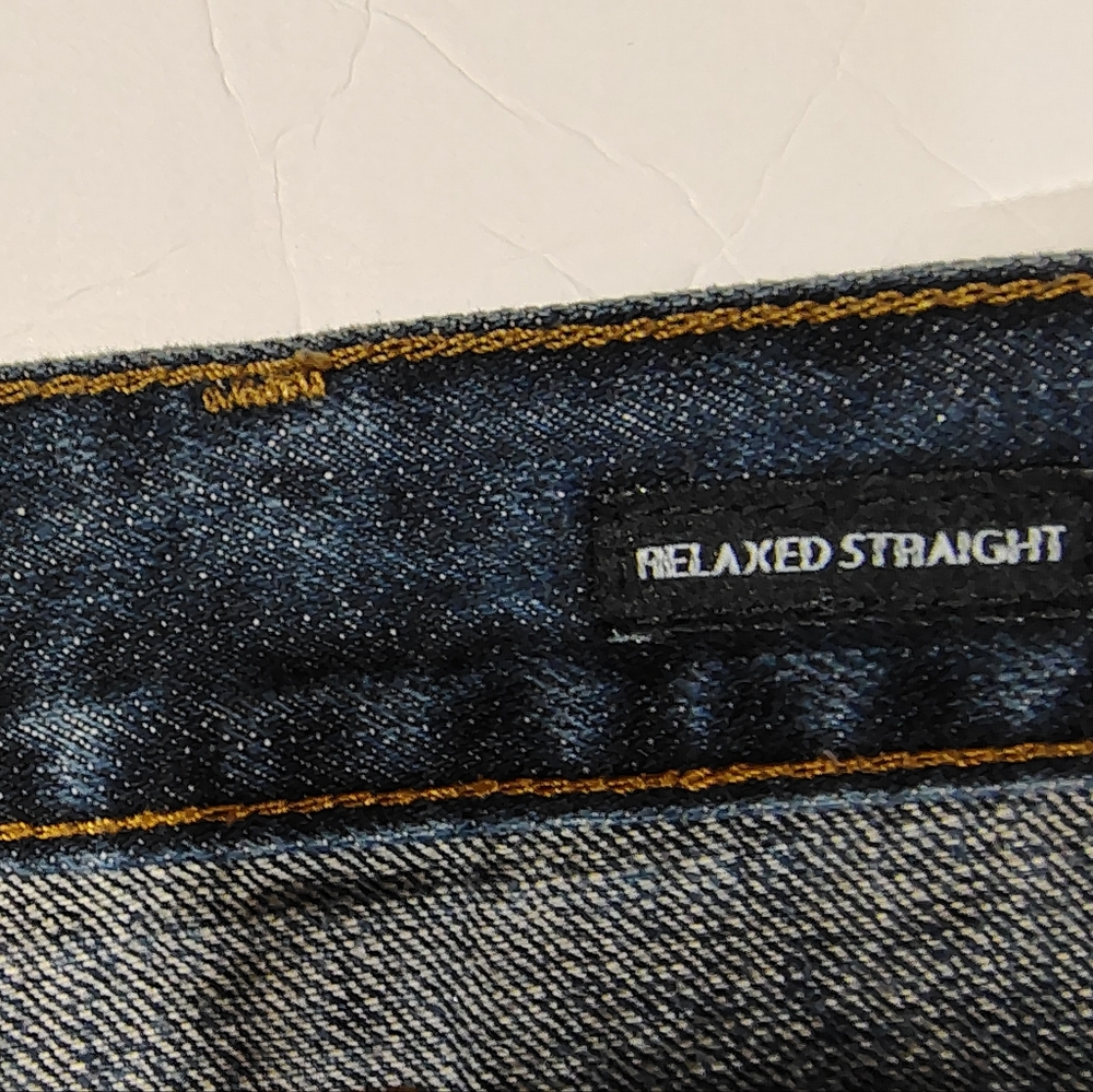 Calvin Klein (36Wx35L)Straight Leg Jeans, Men Blue Denim Pckts, High-rise, ZipUp - Picture 11 of 13